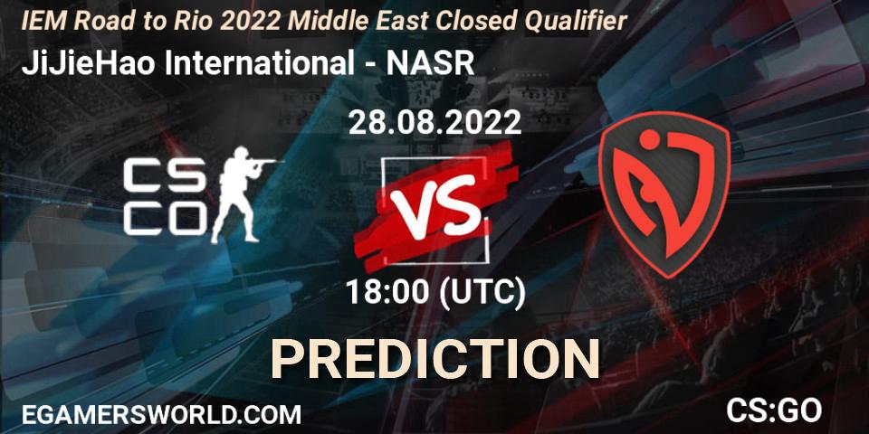 JiJieHao International contre NASR : prédiction de match. 28.08.2022 at 18:00. Counter-Strike (CS2), IEM Road to Rio 2022 Middle East Closed Qualifier