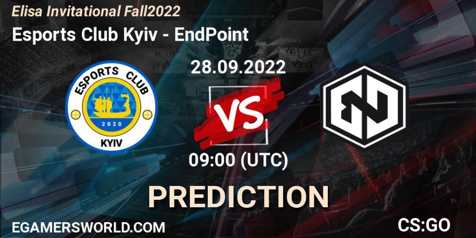 Esports Club Kyiv contre EndPoint : prédiction de match. 28.09.2022 at 09:00. Counter-Strike (CS2), Elisa Invitational Fall 2022