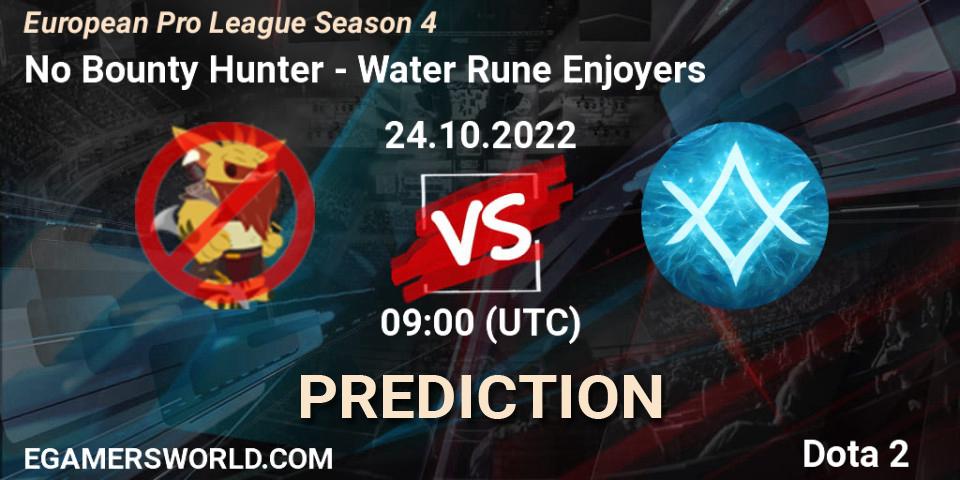 No Bounty Hunter contre Water Rune Enjoyers : prédiction de match. 24.10.2022 at 09:39. Dota 2, European Pro League Season 4