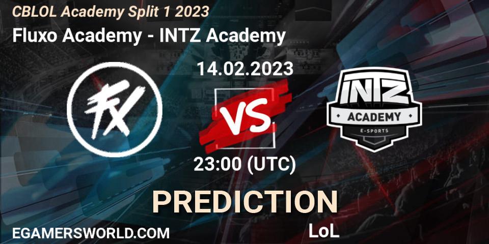 Fluxo Academy contre INTZ Academy : prédiction de match. 14.02.2023 at 23:00. LoL, CBLOL Academy Split 1 2023