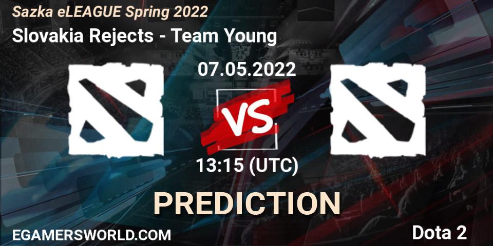 Slovakia Rejects contre Team Young : prédiction de match. 07.05.2022 at 13:30. Dota 2, Sazka eLEAGUE Spring 2022