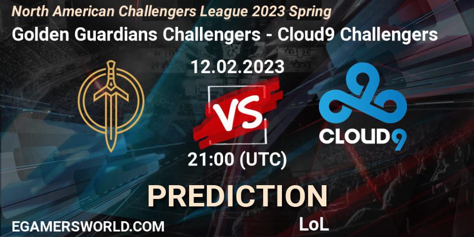 Golden Guardians Challengers contre Cloud9 Challengers : prédiction de match. 12.02.23. LoL, NACL 2023 Spring - Group Stage