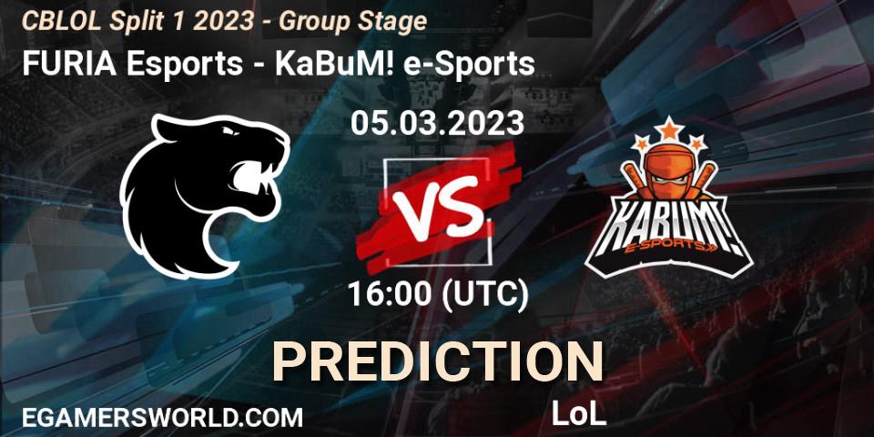 FURIA Esports contre KaBuM! e-Sports : prédiction de match. 05.03.23. LoL, CBLOL Split 1 2023 - Group Stage