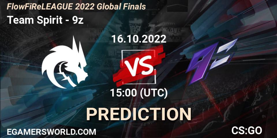 Team Spirit contre 9z : prédiction de match. 16.10.22. CS2 (CS:GO), FlowFiReLEAGUE 2022 Global Finals