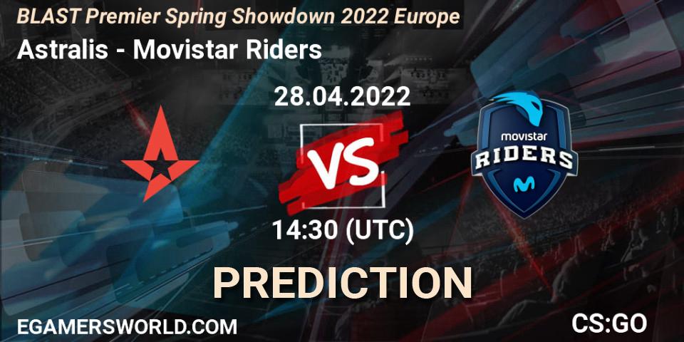 Astralis contre Movistar Riders : prédiction de match. 28.04.2022 at 14:30. Counter-Strike (CS2), BLAST Premier Spring Showdown 2022 Europe