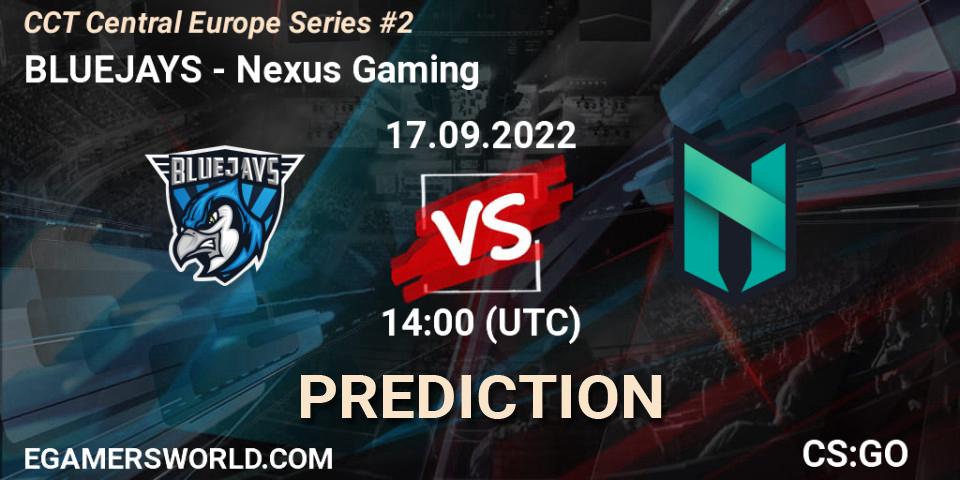 BLUEJAYS contre Nexus Gaming : prédiction de match. 17.09.2022 at 17:00. Counter-Strike (CS2), CCT Central Europe Series #2