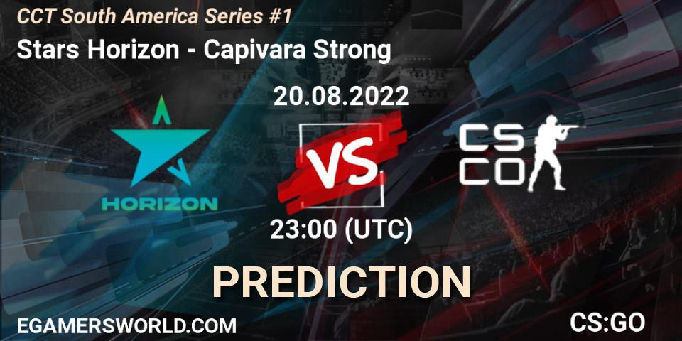 Stars Horizon contre Capivara Strong : prédiction de match. 20.08.2022 at 23:55. Counter-Strike (CS2), CCT South America Series #1
