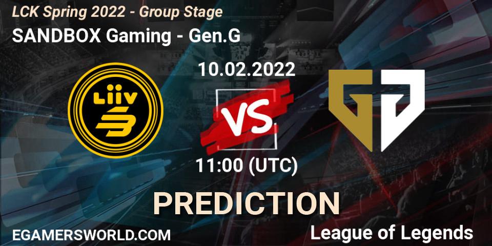 SANDBOX Gaming contre Gen.G : prédiction de match. 10.02.2022 at 10:50. LoL, LCK Spring 2022 - Group Stage