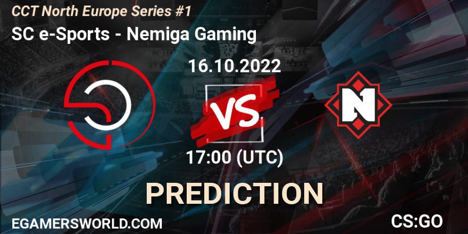 SC e-Sports contre Nemiga Gaming : prédiction de match. 16.10.2022 at 17:45. Counter-Strike (CS2), CCT North Europe Series #1