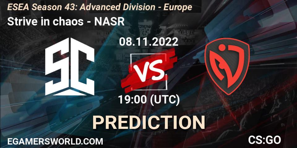 Strive in chaos contre NASR : prédiction de match. 08.11.22. CS2 (CS:GO), ESEA Season 43: Advanced Division - Europe