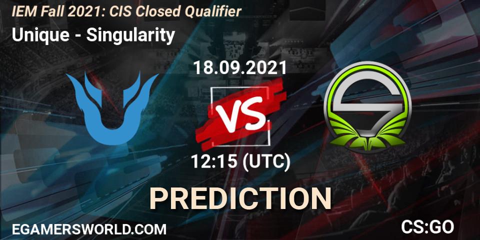 Unique contre Singularity : prédiction de match. 18.09.2021 at 12:15. Counter-Strike (CS2), IEM Fall 2021: CIS Closed Qualifier