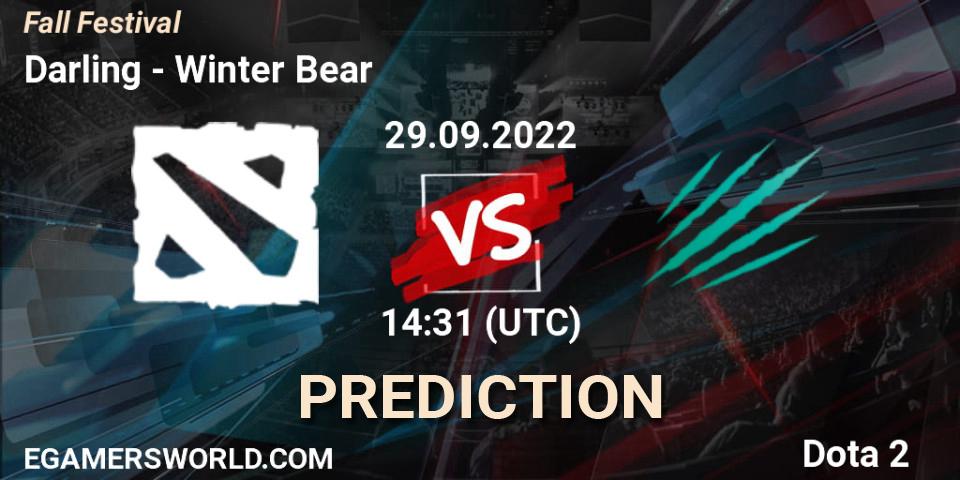 Darling contre Winter Bear : prédiction de match. 29.09.2022 at 14:31. Dota 2, Fall Festival