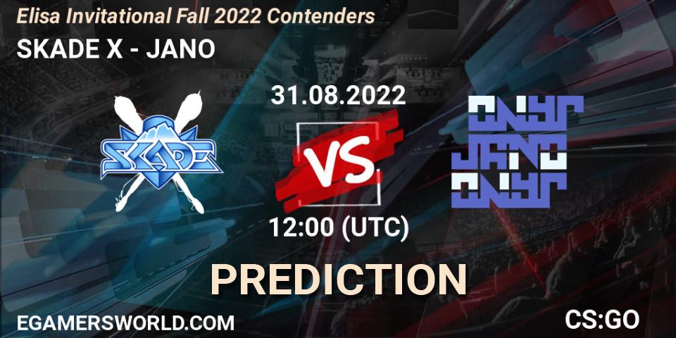 SKADE X contre JANO : prédiction de match. 31.08.2022 at 12:00. Counter-Strike (CS2), Elisa Invitational Fall 2022 Contenders