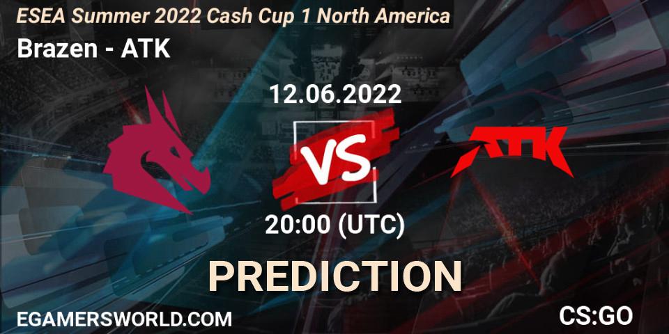 Brazen contre ATK : prédiction de match. 12.06.2022 at 20:00. Counter-Strike (CS2), ESEA Cash Cup: North America - Summer 2022 #1