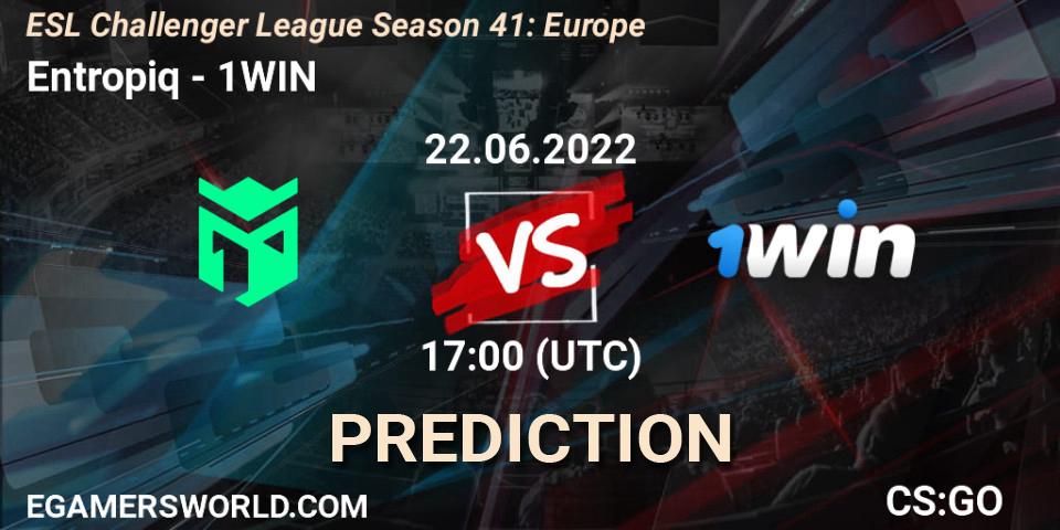 Entropiq contre 1WIN : prédiction de match. 22.06.2022 at 17:00. Counter-Strike (CS2), ESL Challenger League Season 41: Europe