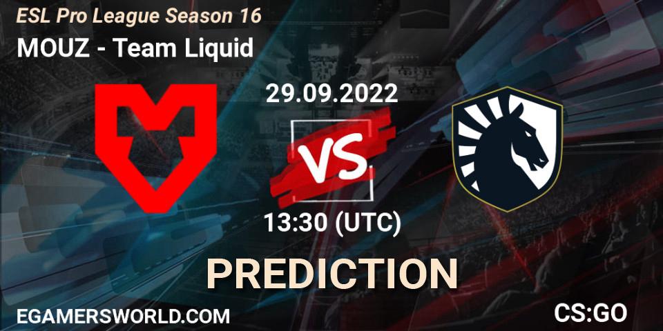 MOUZ contre Team Liquid : prédiction de match. 29.09.22. CS2 (CS:GO), ESL Pro League Season 16