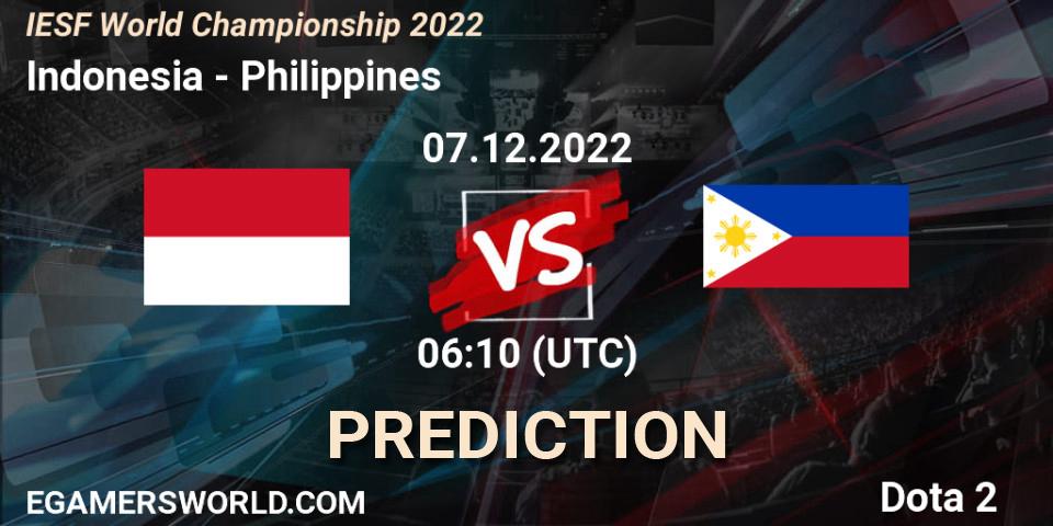 Indonesia contre Philippines : prédiction de match. 07.12.22. Dota 2, IESF World Championship 2022 