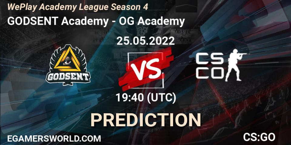 GODSENT Academy contre OG Academy : prédiction de match. 25.05.2022 at 17:55. Counter-Strike (CS2), WePlay Academy League Season 4