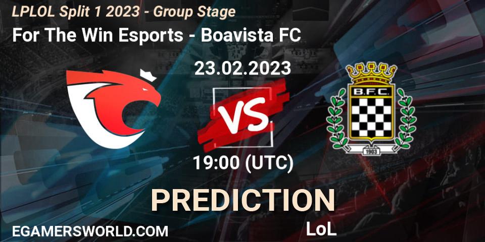 For The Win Esports contre Boavista FC : prédiction de match. 23.02.2023 at 19:00. LoL, LPLOL Split 1 2023 - Group Stage