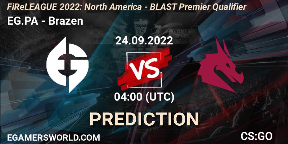 EG.PA contre Brazen : prédiction de match. 24.09.22. CS2 (CS:GO), FiReLEAGUE 2022: North America - BLAST Premier Qualifier
