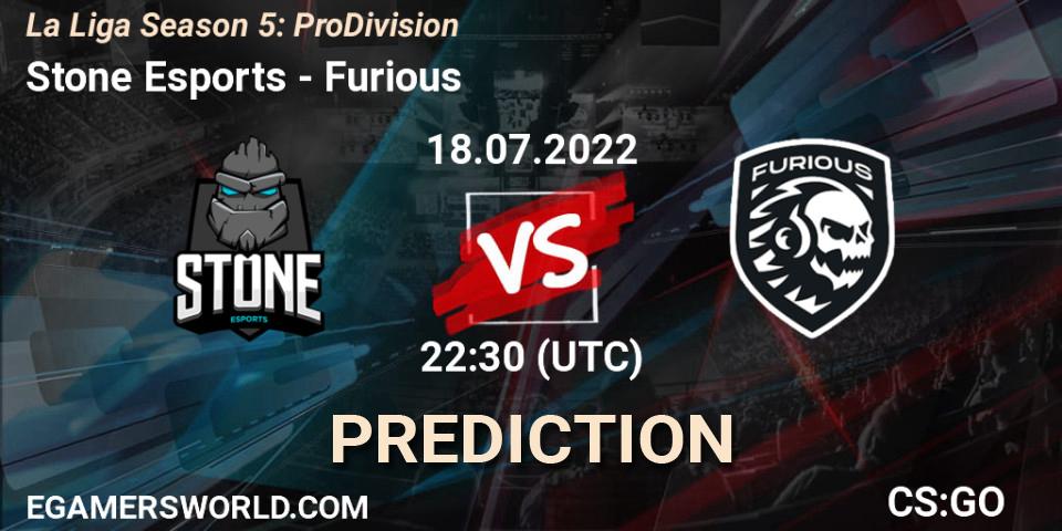 Stone Esports contre Furious : prédiction de match. 18.07.2022 at 22:45. Counter-Strike (CS2), La Liga Season 5: Pro Division