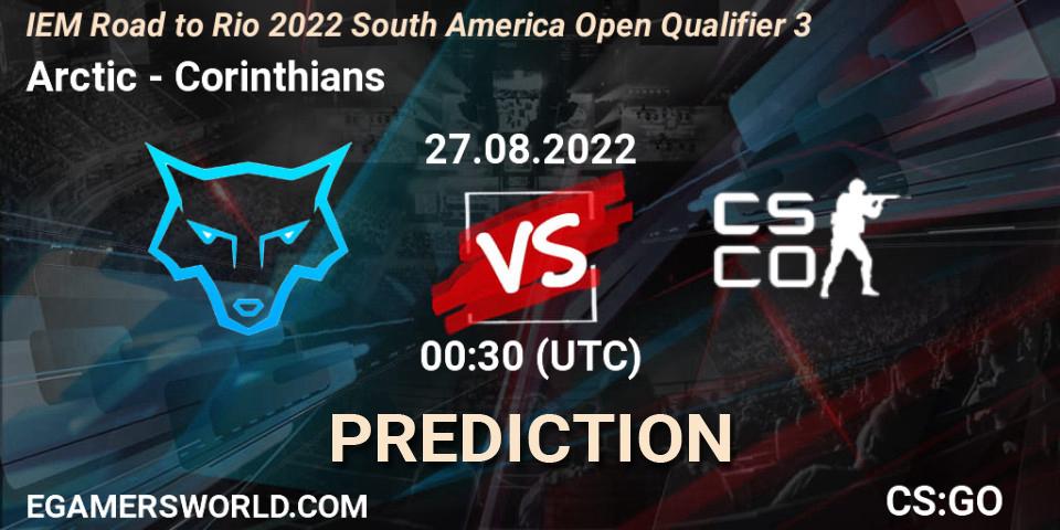 Arctic contre Corinthians : prédiction de match. 27.08.2022 at 00:40. Counter-Strike (CS2), IEM Road to Rio 2022 South America Open Qualifier 3