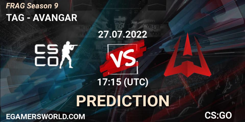 TAG contre AVANGAR : prédiction de match. 27.07.2022 at 17:15. Counter-Strike (CS2), FRAG Season 9