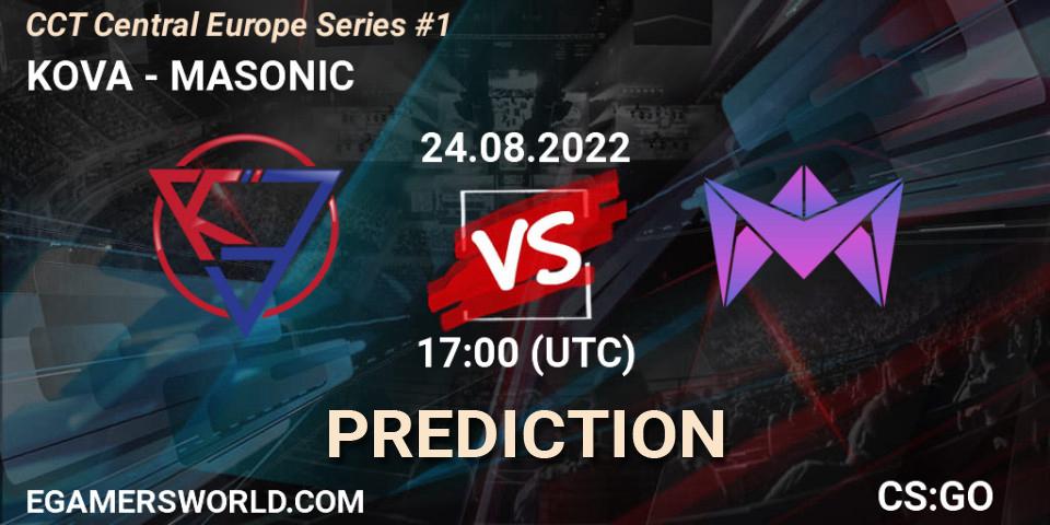 KOVA contre MASONIC : prédiction de match. 24.08.2022 at 20:00. Counter-Strike (CS2), CCT Central Europe Series #1