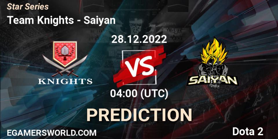 Team Knights contre Saiyan : prédiction de match. 28.12.2022 at 04:10. Dota 2, Star Series