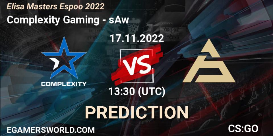 Complexity Gaming contre sAw : prédiction de match. 17.11.22. CS2 (CS:GO), Elisa Masters Espoo 2022