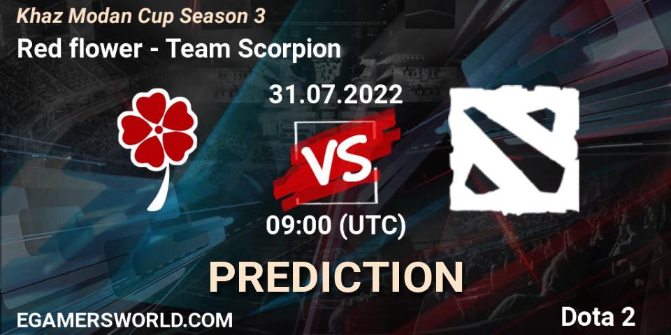 Red flower contre Team Scorpion : prédiction de match. 31.07.2022 at 07:00. Dota 2, Khaz Modan Cup Season 3