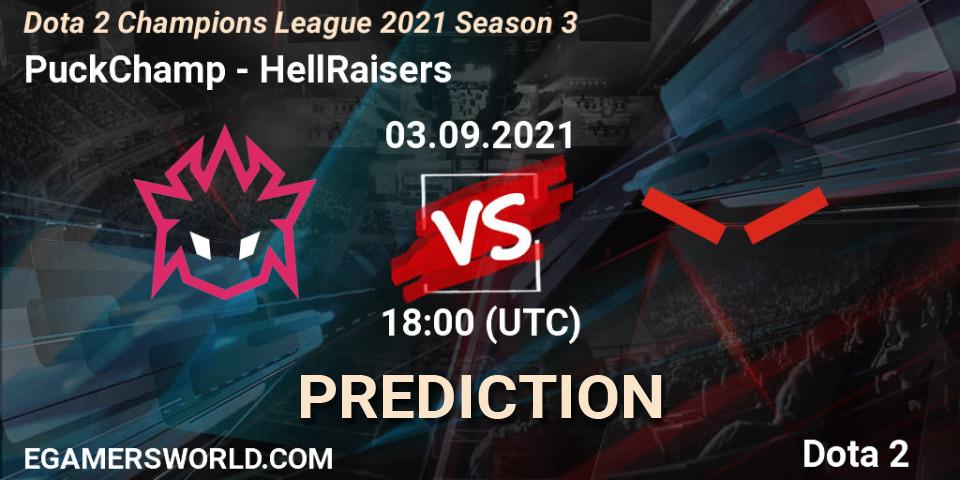 PuckChamp contre HellRaisers : prédiction de match. 03.09.2021 at 18:00. Dota 2, Dota 2 Champions League 2021 Season 3