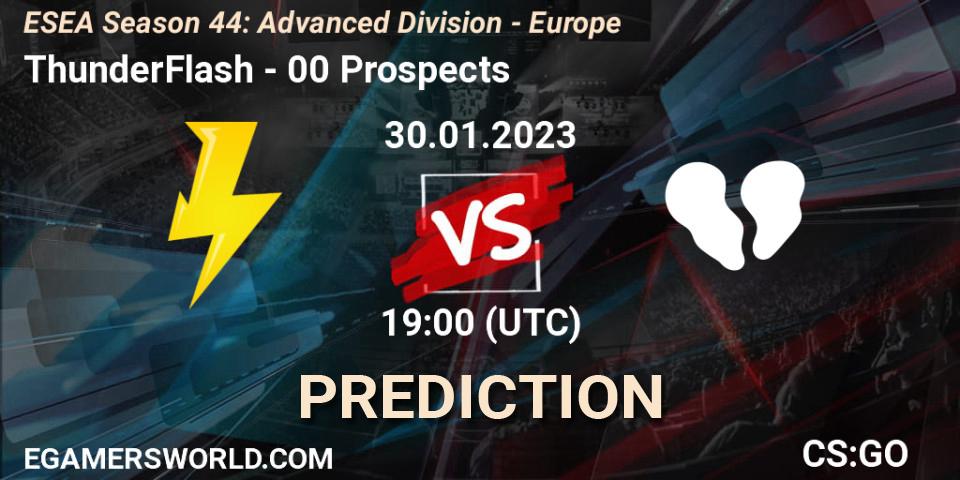 ThunderFlash contre 00 Prospects : prédiction de match. 07.02.23. CS2 (CS:GO), ESEA Season 44: Advanced Division - Europe