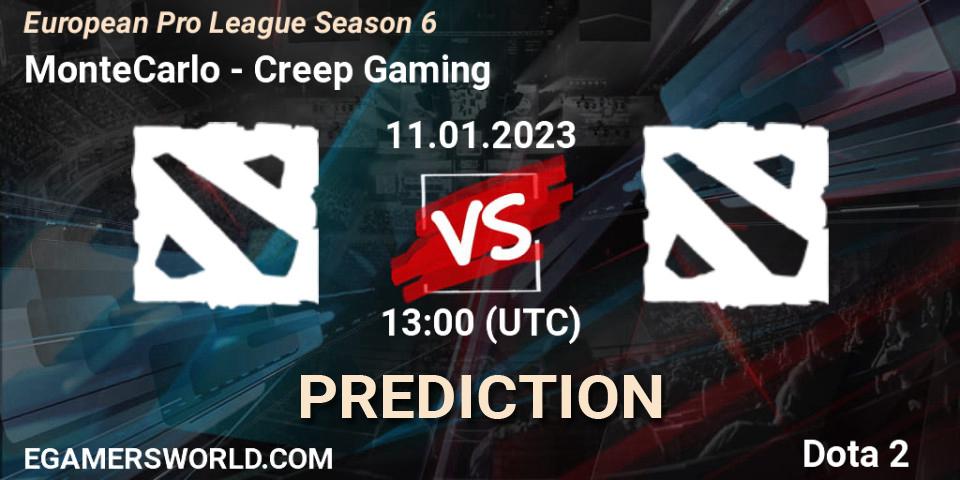 MonteCarlo contre Creep Gaming : prédiction de match. 11.01.2023 at 13:05. Dota 2, European Pro League Season 6