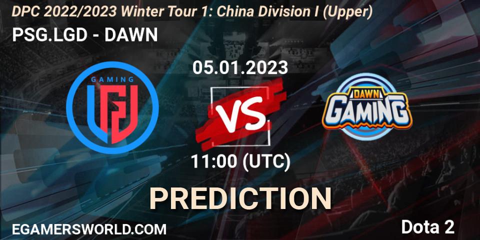 PSG.LGD contre DAWN : prédiction de match. 05.01.23. Dota 2, DPC 2022/2023 Winter Tour 1: CN Division I (Upper)