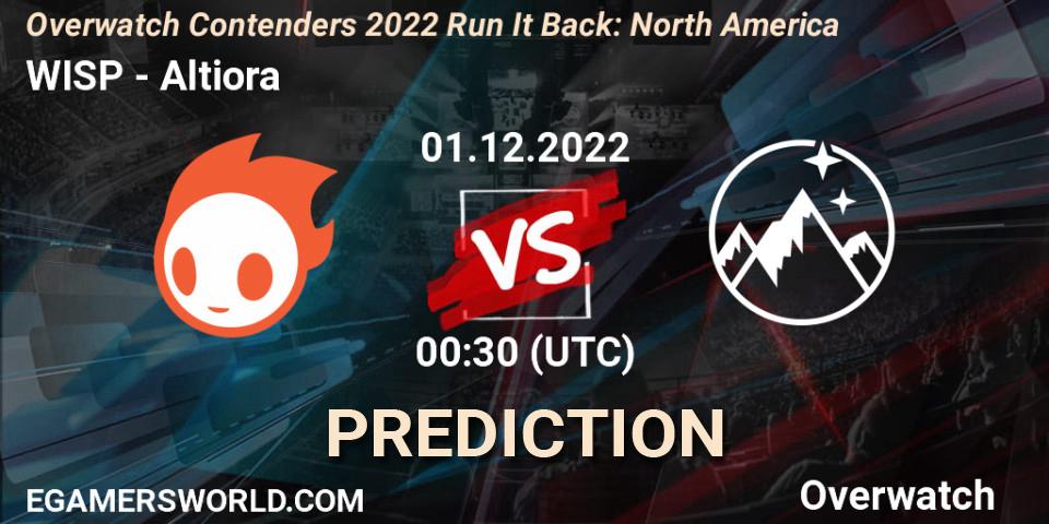 WISP contre Altiora : prédiction de match. 01.12.2022 at 00:30. Overwatch, Overwatch Contenders 2022 Run It Back: North America