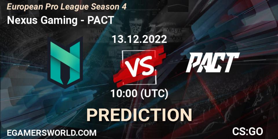 Nexus Gaming contre PACT : prédiction de match. 13.12.22. CS2 (CS:GO), European Pro League Season 4