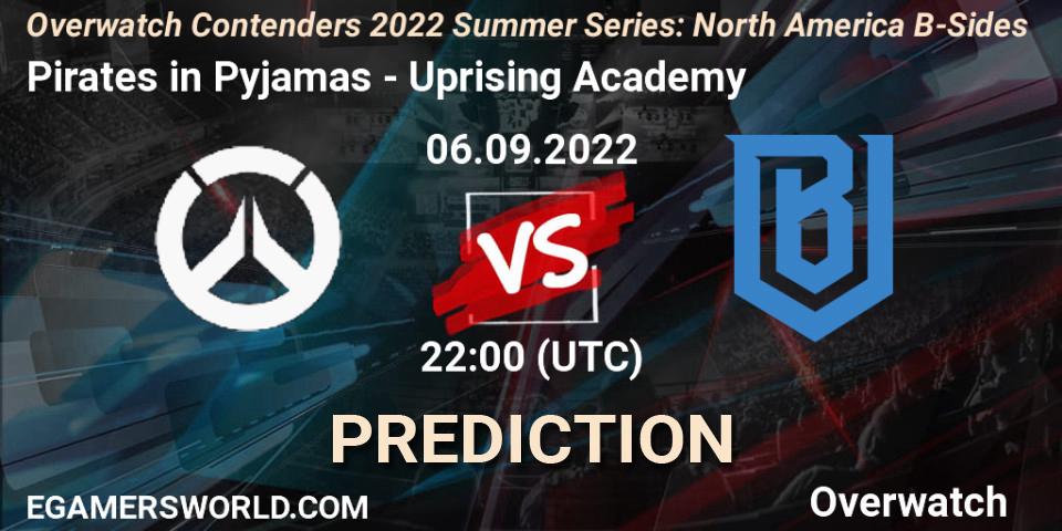 Pirates in Pyjamas contre Uprising Academy : prédiction de match. 07.09.22. Overwatch, Overwatch Contenders 2022 Summer Series: North America B-Sides