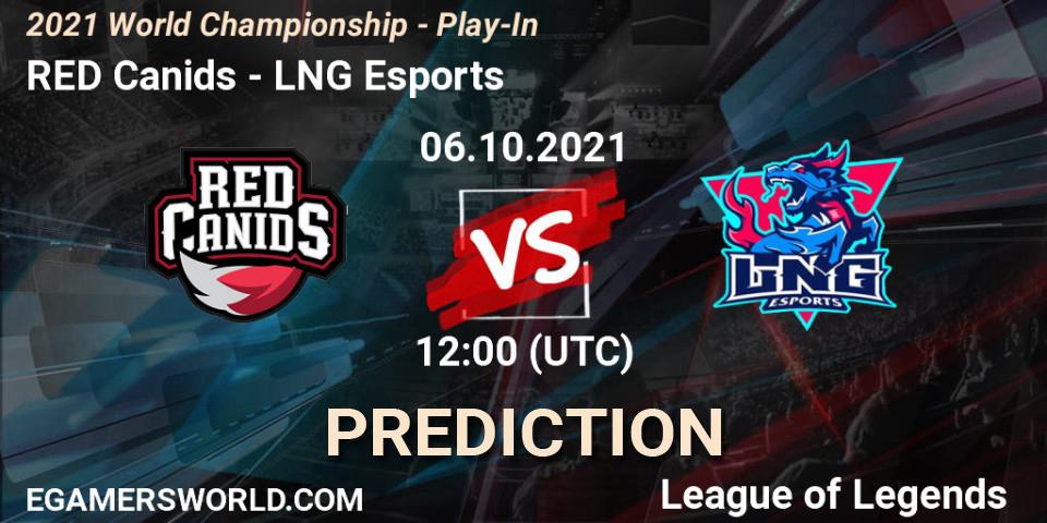 RED Canids contre LNG Esports : prédiction de match. 06.10.2021 at 12:00. LoL, 2021 World Championship - Play-In