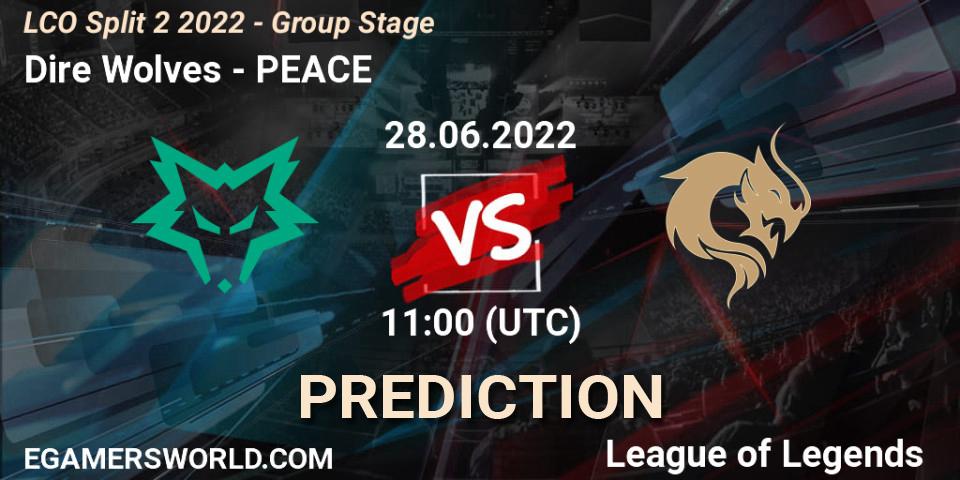 Dire Wolves contre PEACE : prédiction de match. 28.06.22. LoL, LCO Split 2 2022 - Group Stage