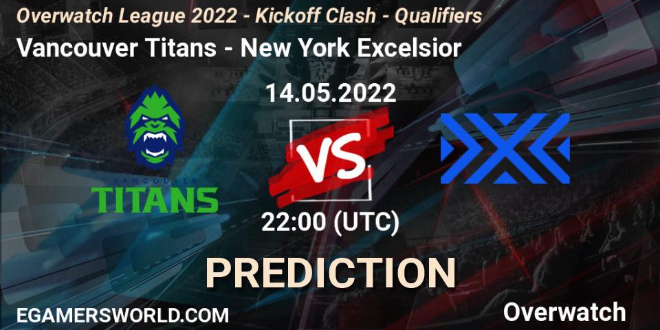 Vancouver Titans contre New York Excelsior : prédiction de match. 14.05.2022 at 22:45. Overwatch, Overwatch League 2022 - Kickoff Clash - Qualifiers