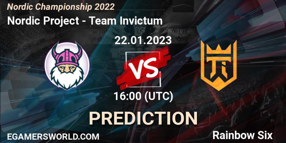 Nordic Project contre Team Invictum : prédiction de match. 22.01.2023 at 16:00. Rainbow Six, Nordic Championship 2022