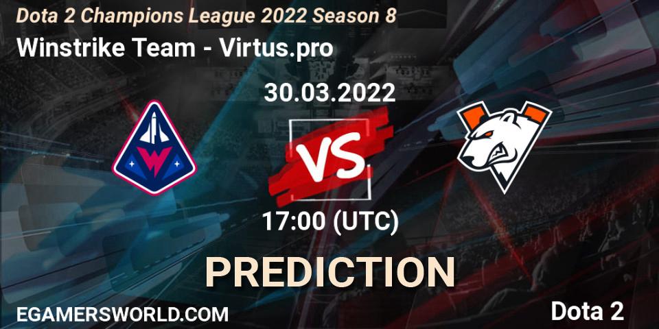 Winstrike Team contre Virtus.pro : prédiction de match. 30.03.2022 at 17:10. Dota 2, Dota 2 Champions League 2022 Season 8