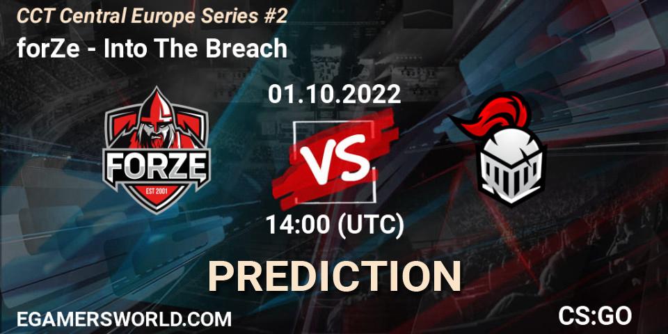 forZe contre Into The Breach : prédiction de match. 01.10.2022 at 11:00. Counter-Strike (CS2), CCT Central Europe Series #2