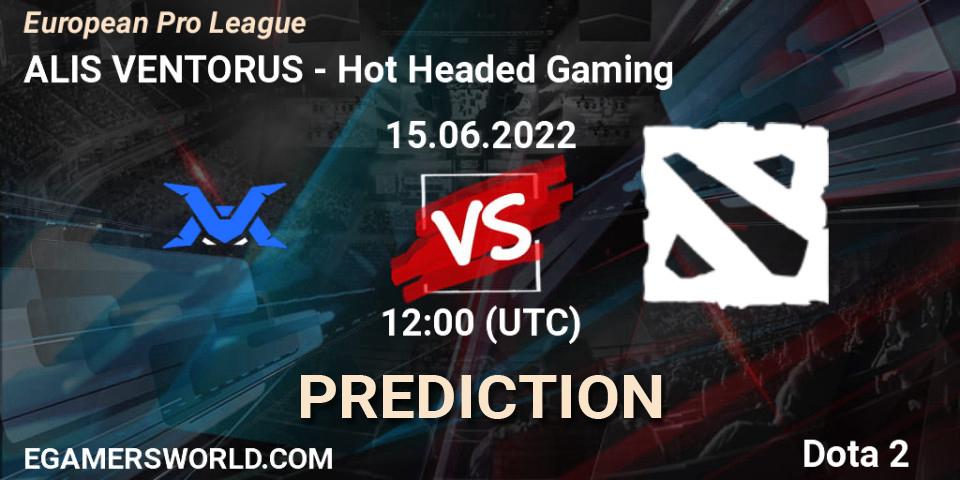 ALIS VENTORUS contre Hot Headed Gaming : prédiction de match. 15.06.2022 at 13:27. Dota 2, European Pro League