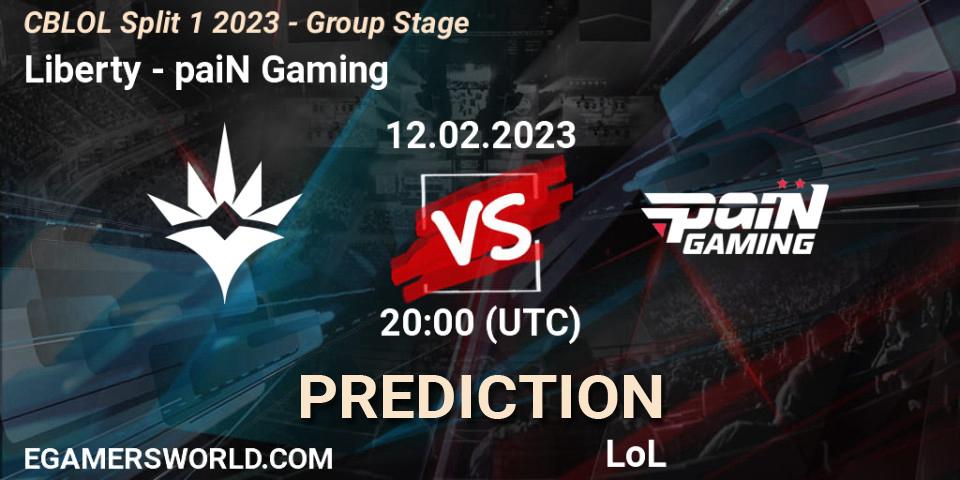 Liberty contre paiN Gaming : prédiction de match. 12.02.2023 at 20:00. LoL, CBLOL Split 1 2023 - Group Stage