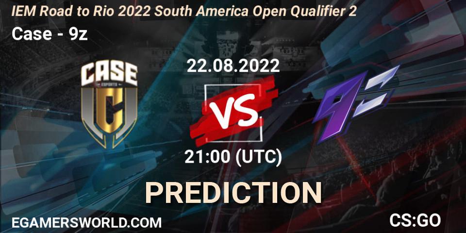 Case contre 9z : prédiction de match. 22.08.2022 at 21:00. Counter-Strike (CS2), IEM Road to Rio 2022 South America Open Qualifier 2