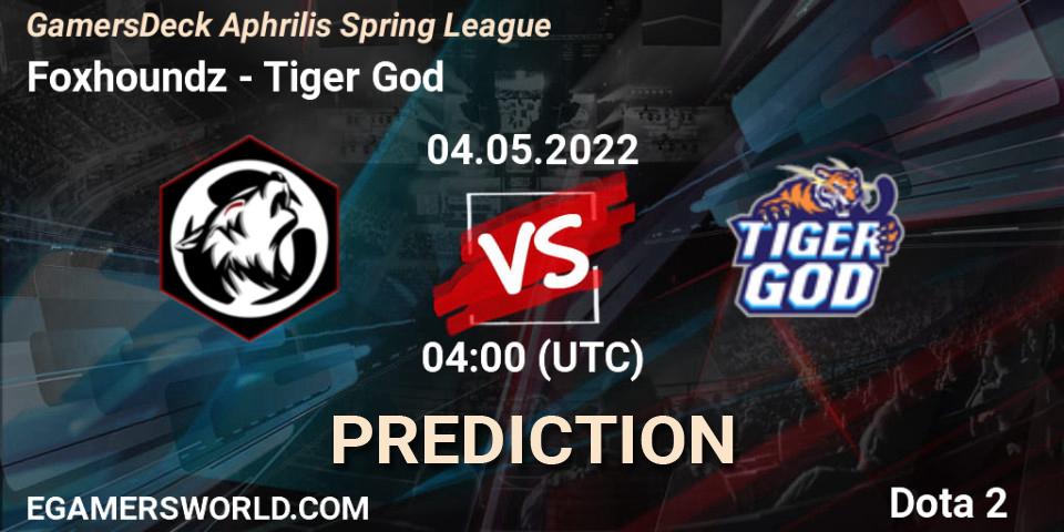 Foxhoundz contre Tiger God : prédiction de match. 04.05.2022 at 04:00. Dota 2, GamersDeck Aphrilis Spring League
