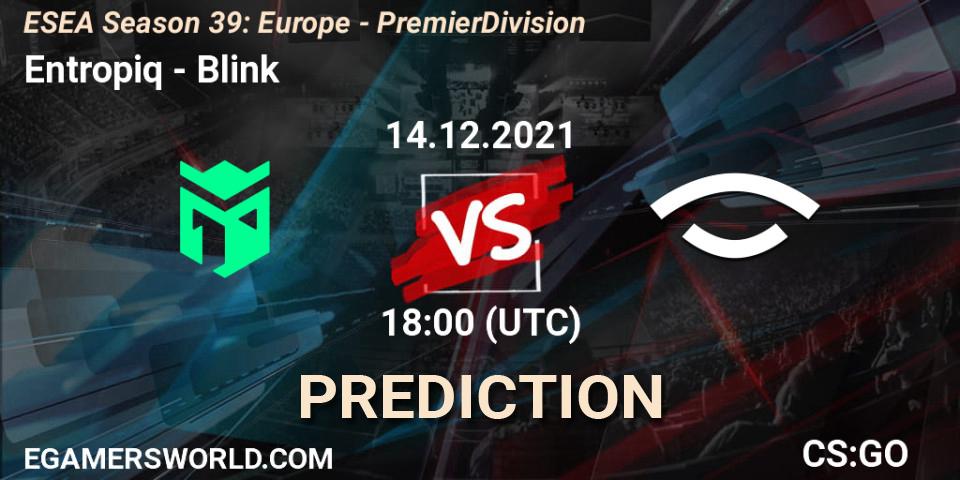 Entropiq contre Blink : prédiction de match. 14.12.21. CS2 (CS:GO), ESEA Season 39: Europe - Premier Division