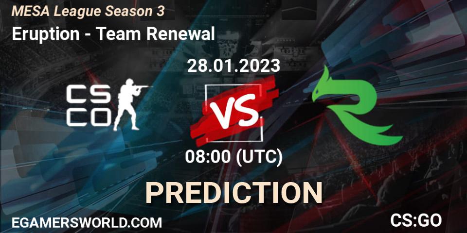 Eruption contre Team Renewal : prédiction de match. 28.01.23. CS2 (CS:GO), MESA League Season 3
